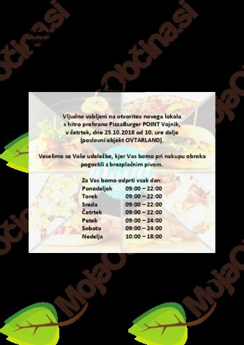 Odprtje novega lokala s hitro prehrano PizzaBurger POINT Vojnik