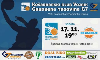 Danes članska tekma med KK Vojnik in KK Zagorje Danes članska tekma med KK Vojnik in KK Zagorje