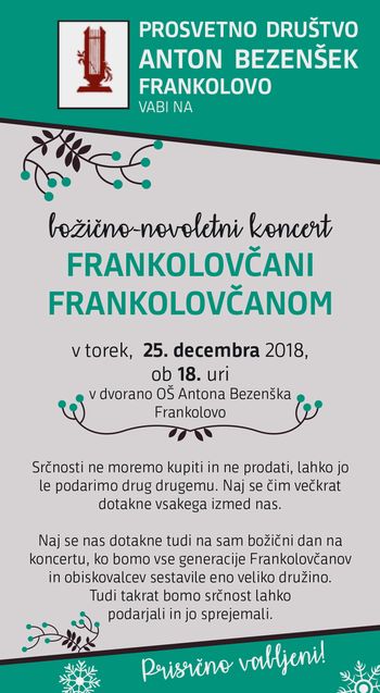 Vabilo na božično-novoletni koncert Frankolovo
