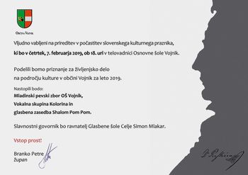 Prireditev ob kulturnem prazniku