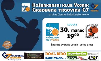 Vabilo na tekmo KK Vojnik : KK Postojna