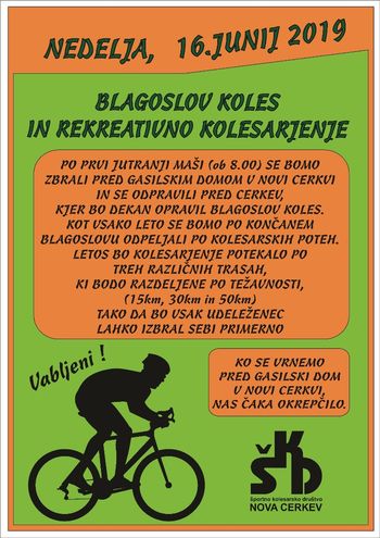 Športno-kolesarsko društvo Nova Cerkev vabi Športno-kolesarsko društvo Nova Cerkev vabi