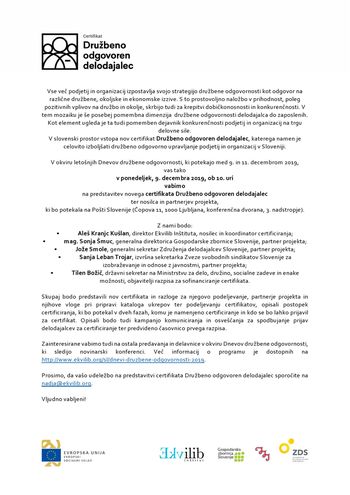 Certifikat Družbeno odgovoren delodajalec Certifikat Družbeno odgovoren delodajalec