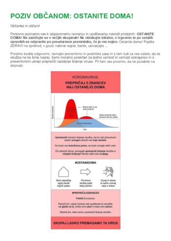 POZIV OBČANOM: OSTANITE DOMA! POZIV OBČANOM: OSTANITE DOMA!