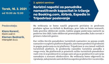 Povabilo ponudnikom namestitvenih kapacitet za udeležbo na Webinarju