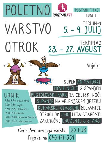 Povabilo: Poletno varstvo otrok POSTANI.FIT