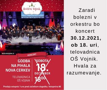 Obvestilo: Koncert KUD Godba na pihala Nova Cerkev je prestavljen