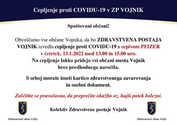 Cepljenje proti COVIDU-19 v ZP VOJNIK