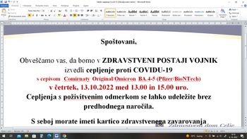 Cepljenje proti COVIDU-19 v ZP VOJNIK