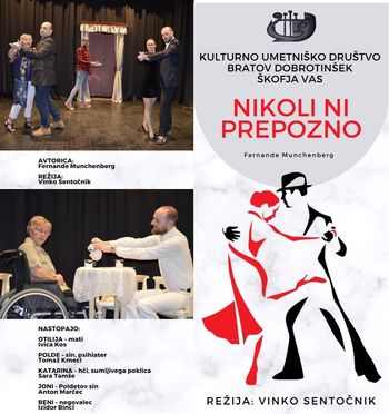 Povabilo na nastop gledališke skupine KUD Bratov Dobrotinšek Škofja vas