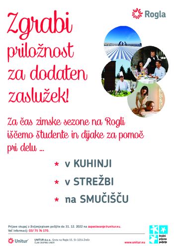 Zaposlitvena priložnost Unitur d. o. o.