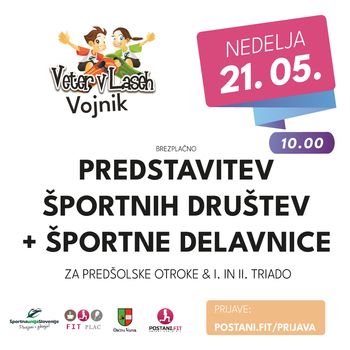VETER V LASEH VOJNIK: PREDSTAVITEV ŠPORTNIH DRUŠTEV IN ŠPORTNE DELAVNICE ZA PREDŠOLSKE OTROKE, I. IN II. TRIADO