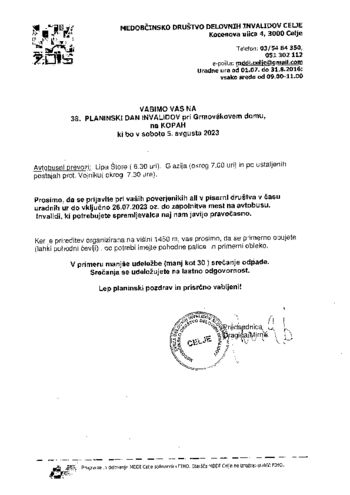 MDDI Celje vabi na Kope