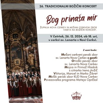Povabilo: 26. tradicionalni božični koncert MeCPZ Nova Cerkev