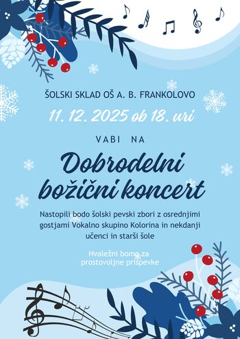 Božični dobrodelni koncert na OŠ Antona Bezenška Frankolovo