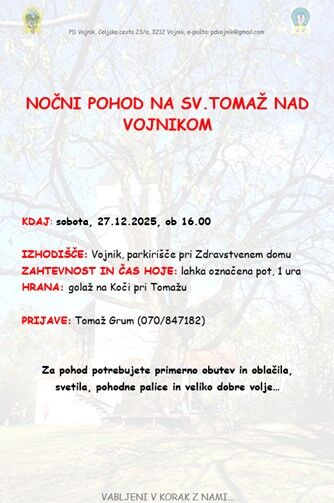 NOČNI POHOD NA SV. TOMAŽ NAD VOJNIKOM
