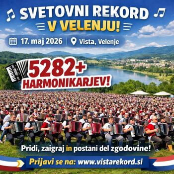 Podiranje Guinnessovega svetovnega rekorda v največjem številu harmonikarjev