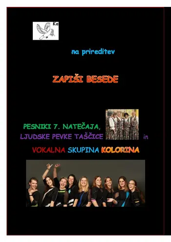 ZAKLJUČNA PRIREDITEV ZAPIŠI BESEDE