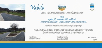 Odprtje ceste Kovor - Brdo