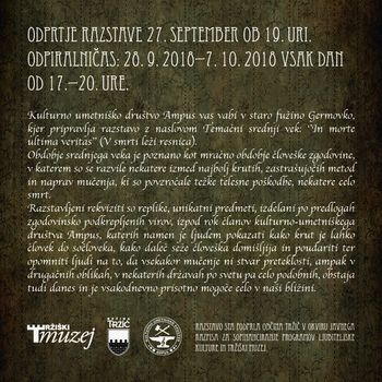 Odprtje razstave Temačni srednji vek: ''In morte ultima veritas'' (V smrti leži resnica)