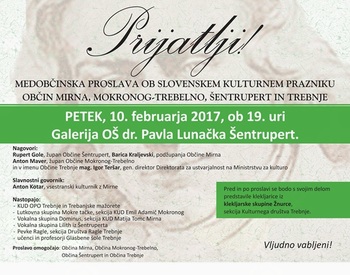 MEDOBČINSKA PROSLAVA OB SLOVENSKEM KULTURNEM PRAZNIKU