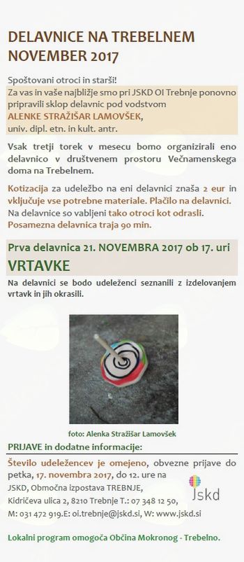 Delavnica na Trebelnem: Vrtavke z Alenko Stražišar Lamovšek