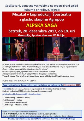 Organizirani ogled muzikala ALPSKA SAGA 