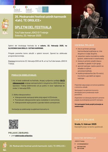 26. Mednarodni festival ustnih harmonik "(ah), TE ORGLICE" letos poteka v prenovljeni obliki