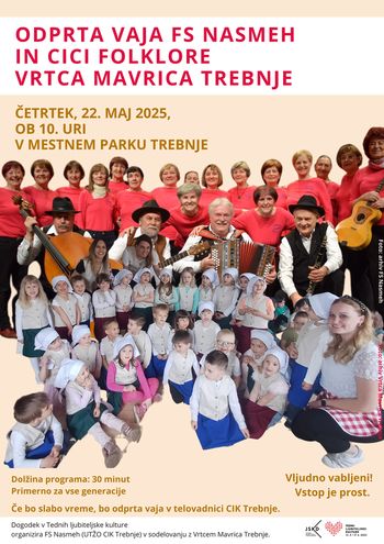 Odprta vaja FS Nasmeh in Cici folklore Vrtca Mavrica Trebnje