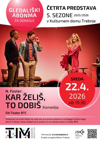 Kar želiš, to dobiš (Siti Teater BTC) - četrta predstava 5. sezone Gledališkega abonmaja za odrasle TIM