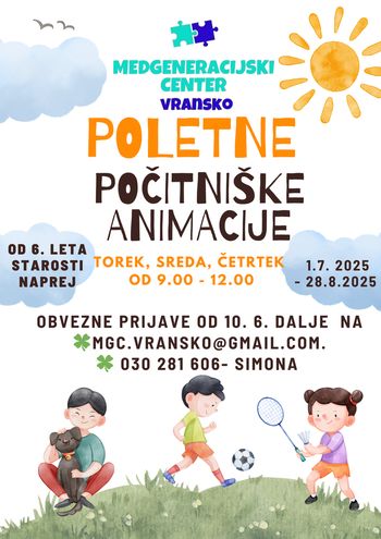 Poletne počitniške animacije 2025
