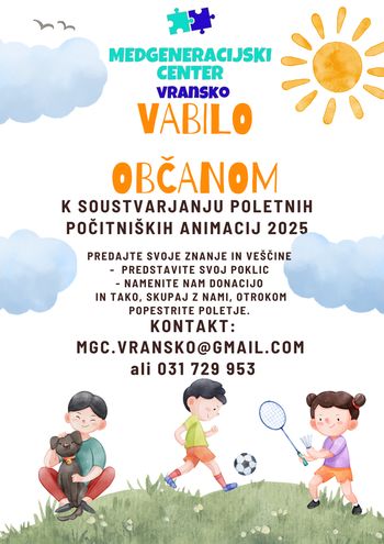 Vabilo občanom – Poletne počitniške animacije
