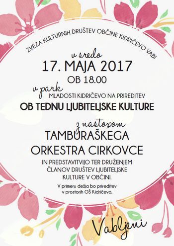 Ob tednu ljubiteljske kulture - nastop Tamburaškega orkestra Cirkovce