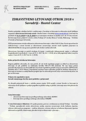 ZDRAVSTVENO LETOVANJE OTROK 2018 v Savudriji - Hostel Center