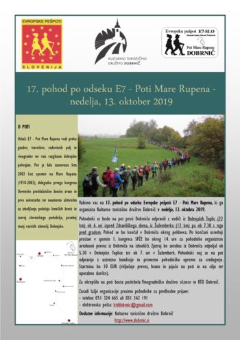 17. pohod po odseku evropske pešpoti E7 - Poti Mare Rupena