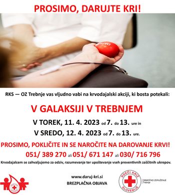 Krvodajalska akcija v Trebnjem
