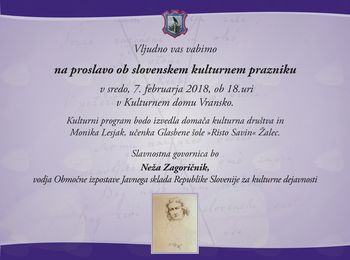 PROSLAVA OB SLOVENSKEM KULTURNEM PRAZNIKU