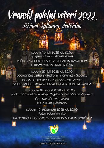 Vranski poletni večeri 2022 - oživimo kulturno dediščino