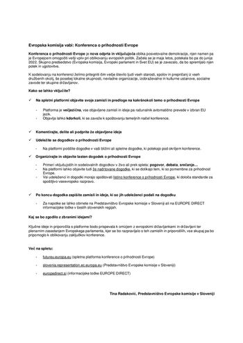 Konferenca o prihodnosti Evrope Konferenca o prihodnosti Evrope