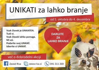 5. Dobrodelna akcija Unikati za lahko branje 2015 5. Dobrodelna akcija Unikati za lahko branje 2015