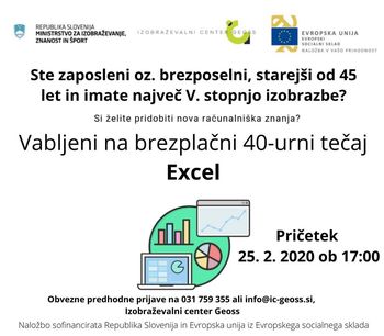 Brezplačni računalniški tečaj EXCEL 