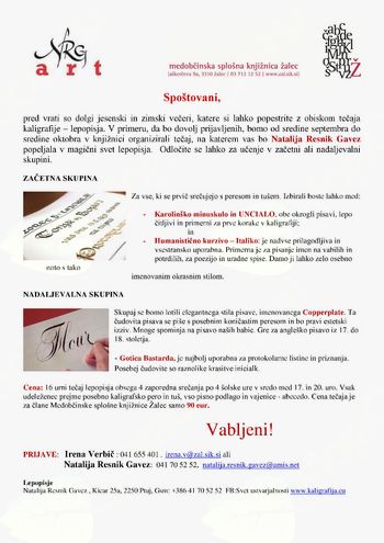 TEČAJ KALIGRAFIJE - LEPOPISJA TEČAJ KALIGRAFIJE - LEPOPISJA