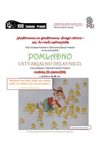 Pomladna ustvarjalna delavnica v Občinski knjižnici Prebold