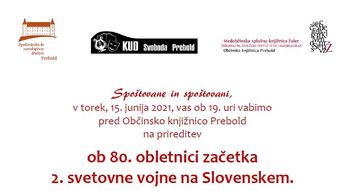 Prireditev ob 80. obletnici začetka 2. svetovne vojne na Slovenskem