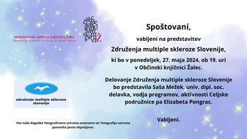 Združenje multiple skleroze Slovenije – podružnica Celje se predstavi v Občinski knjižnici Žalec