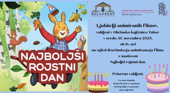 Ogled animiranega filma Najboljši rojstni dan v Občinski knjižnici Tabor