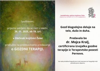 Gozdna terapija – predavanje dr. Mojce Kralj v Občinski knjižnici Žalec
