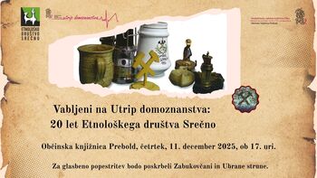 Utrip domoznanstva: predstavitev knjige »Naših 20 let« Etnološkega društva Srečno v Občinski knjižnici Prebold