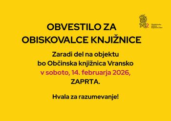 Obvestilo za obiskovalce Občinske knjižnice Vransko