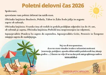 Poletni delovni čas Medobčinske splošne knjižnice Žalec